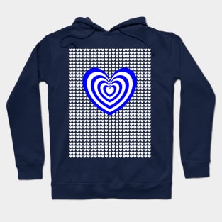 Blue and White Love Hearts Hoodie